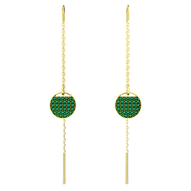 Pendants d'oreilles Sublima, Longues, Vertes, Placage de ton or - Swarovski, 5642944