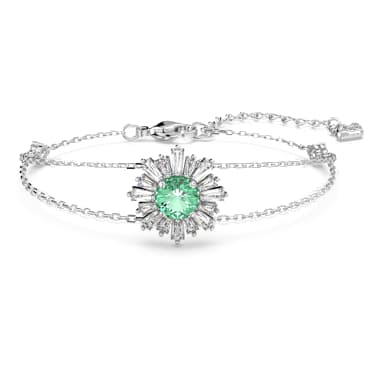 Idyllia 手链, 混合切割, 太阳, 绿色, 镀铑 - Swarovski, 5642960