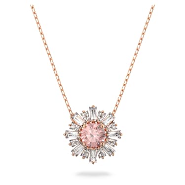 Idyllia Kolye, Karışık kesimler, Güneş, Pembe, 18k pembe altın rengi yüzey - Swarovski, 5642961