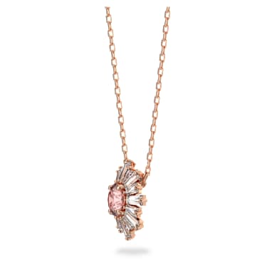 Idyllia pendant, Mixed cuts, Sun, Pink, Rose gold-tone plated - Swarovski, 5642961