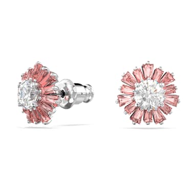 Pendientes de botón Idyllia, Tallas mixtas, Sol, Rosas, Baño de rodio - Swarovski, 5642962