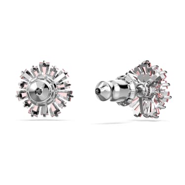 Pendientes de botón Idyllia, Tallas mixtas, Sol, Rosas, Baño de rodio - Swarovski, 5642962