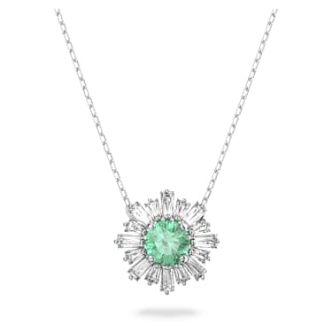 Idyllia pendant, Mixed cuts, Sun, Green, Rhodium plated - Swarovski, 5642963