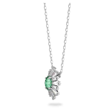 Idyllia pendant, Mixed cuts, Sun, Green, Rhodium plated - Swarovski, 5642963