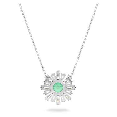 Idyllia pendant, Mixed cuts, Sun, Green, Rhodium plated - Swarovski, 5642963