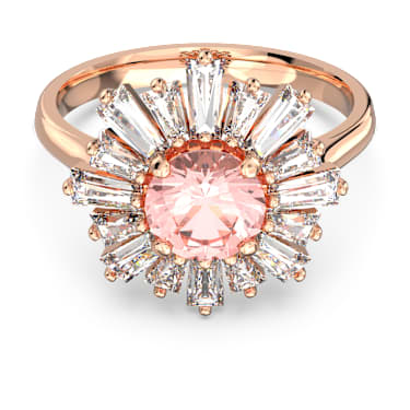 Idyllia 戒指, 混合切割, 太阳, 粉红色, 镀玫瑰金色调 - Swarovski, 5642964
