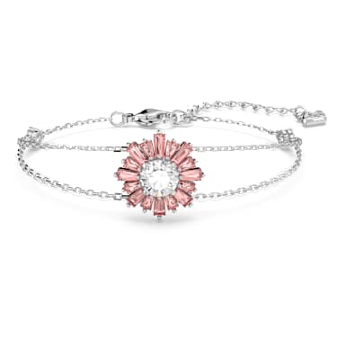 Idyllia bracelet, Mixed cuts, Sun, Pink, Rhodium plated - Swarovski, 5642968