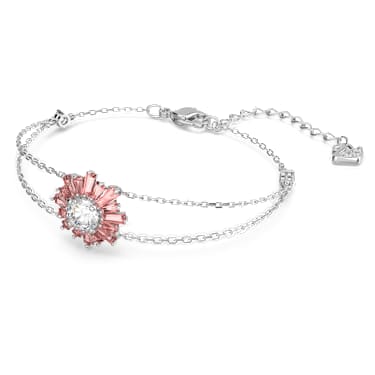 Idyllia bracelet, Mixed cuts, Sun, Pink, Rhodium plated - Swarovski, 5642968
