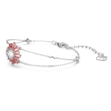 Idyllia bracelet, Mixed cuts, Sun, Pink, Rhodium plated - Swarovski, 5642968