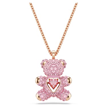 Teddy pendant, Bear, Pink, Rose gold-tone plated - Swarovski, 5642976