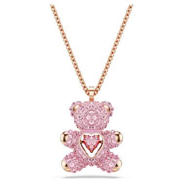 Teddy pendant, Bear, Pink, Rose gold-tone plated | Swarovski