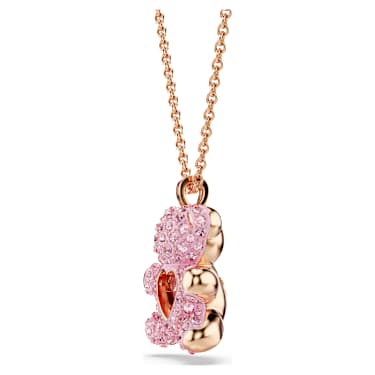 Μενταγιόν Teddy, Αρκούδα, Ροζ, Επιμετάλλωση σε ροζ χρυσαφί τόνο - Swarovski, 5642976