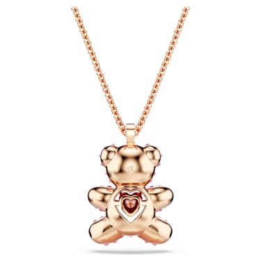 Μενταγιόν Teddy, Αρκούδα, Ροζ, Επιμετάλλωση σε ροζ χρυσαφί τόνο - Swarovski, 5642976