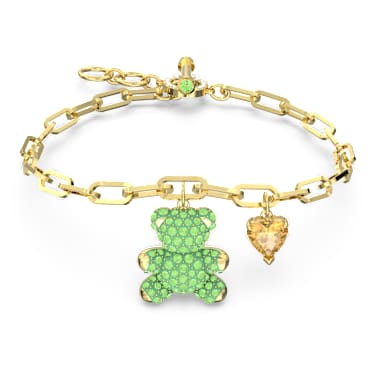 Teddy 手链, 熊, 绿色, 镀金色调 - Swarovski, 5642977