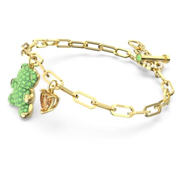 Teddy bracelet, Bear, Green, Gold-tone plated - Swarovski, 5642977