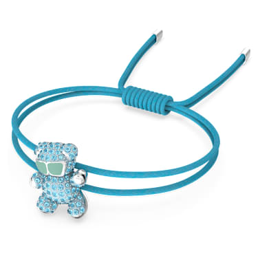 Teddy bracelet, Bear, Blue, Rhodium plated | Swarovski
