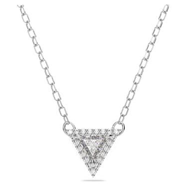 Stilla necklace, Triangle cut, White, Rhodium plated - Swarovski, 5642983