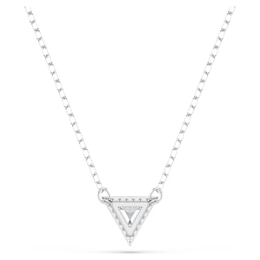 Stilla necklace, Triangle cut, White, Rhodium plated - Swarovski, 5642983