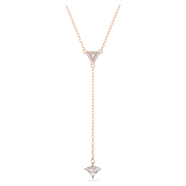 Stilla Y形項鏈, 三角形切割, 白色, 鍍玫瑰金色調 - Swarovski, 5642984