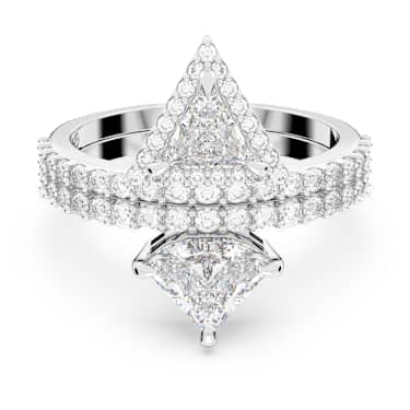 Stilla ring, Mixed cuts, White, Rhodium plated - Swarovski, 5642989