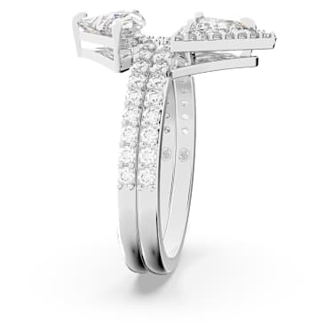 Stilla ring, Mixed cuts, White, Rhodium plated - Swarovski, 5642989