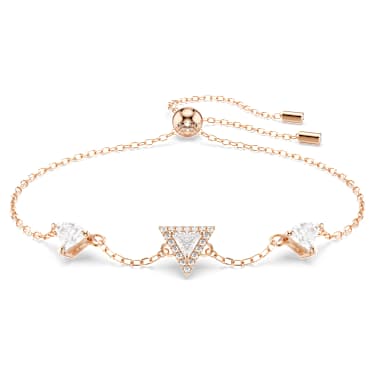 Ortyx 手链, 三角形切割, 白色, 镀玫瑰金色调 - Swarovski, 5643737