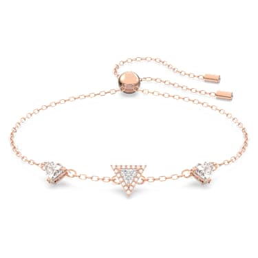 Pulsera Ortyx, Talla triangular, Blanca, Baño tono oro rosa - Swarovski, 5643737