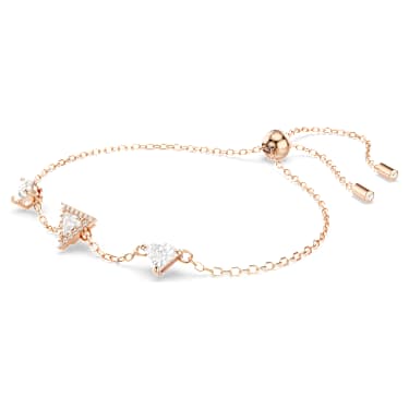Ortyx 手链, 三角形切割, 白色, 镀玫瑰金色调 - Swarovski, 5643737