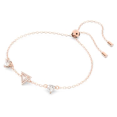 Pulsera Ortyx, Talla triangular, Blanca, Baño tono oro rosa - Swarovski, 5643737