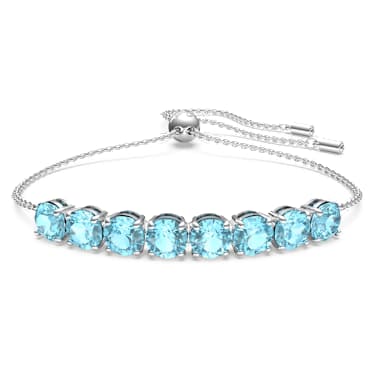 Exalta bracelet Round cut Blue Rhodium plated Swarovski