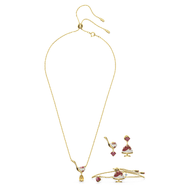 Set Cariti, Bevanda fredda ai fagioli azuki, Rosso, Placcato color oro - Swarovski, 5643913