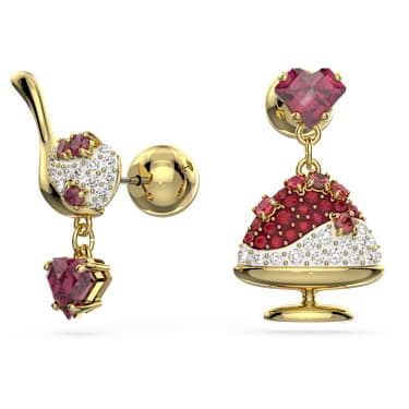 Set Cariti, Bevanda fredda ai fagioli azuki, Rosso, Placcato color oro - Swarovski, 5643913