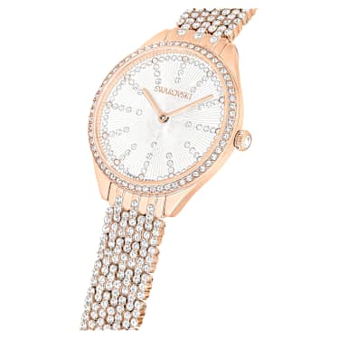 Attract watch, Swiss Made, Full pavé, Metal bracelet, Rose gold tone, Rose  gold-tone finish