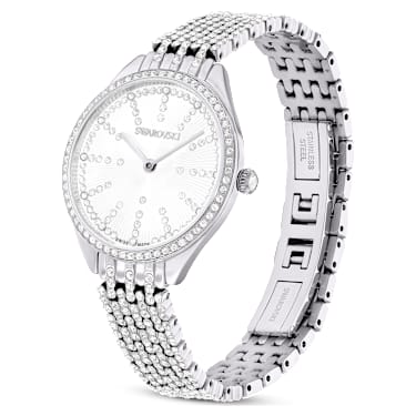 Attract watch, Swiss Made, Full pavé, Crystal bracelet, Silver Tone, Stainless steel - Swarovski, 5644062