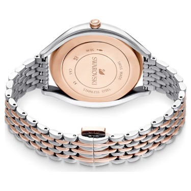 Crystalline Aura watch, Swiss Made, Metal bracelet, Rose gold tone, Mixed metal finish - Swarovski, 5644075