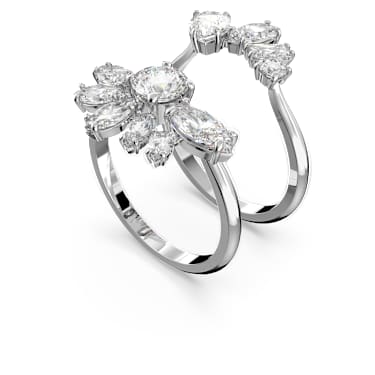 Pierścionek koktajlowy Gema, Szlify różnorodne, Kwiat, Biały, Powłoka z rodu - Swarovski, 5644662