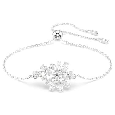 Gema 手鏈, 混合式切割, 花朵, 白色, 鍍白金色 - Swarovski, 5644684