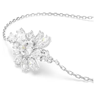 Gema bracelet, Mixed cuts, Flower, White, Rhodium plated - Swarovski, 5644684