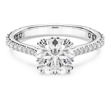 Stilla リング, ラウンドカット, パヴェ, ホワイト, ロジウム