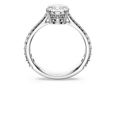 Stilla cocktail ring, Round cut, Pavé, White, Rhodium plated - Swarovski, 5645252