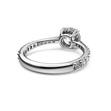 Stilla cocktail ring, Round cut, Pavé, White, Rhodium plated - Swarovski, 5645252