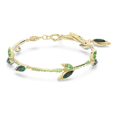 Dellium 手链, 竹子, 绿色, 镀金色调 - Swarovski, 5645374
