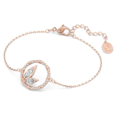 Náramek Dellium, Bambus, Bílá, Pokoveno v růžovozlatém odstínu - Swarovski, 5645376