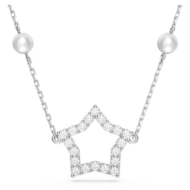 Colar Stella, Estrela, Branco, Lacado a ródio - Swarovski, 5645379