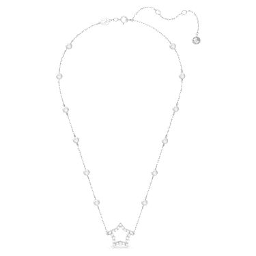 Stella ネックレス, 星, ホワイト, ロジウム・プレーティング | Swarovski 