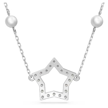 Stella ネックレス, 星, ホワイト, ロジウム・プレーティング | Swarovski 
