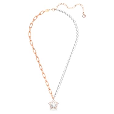 Stella 项链, 星星, 白色, 镀玫瑰金色调 - Swarovski, 5645381