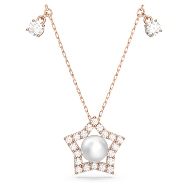 Stella Halskette, Verschiedene Schliffe, Stern, Weiß, Roségold-Legierungsschicht - Swarovski, 5645382
