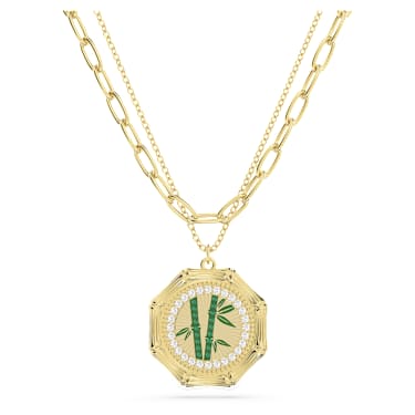 Dellium Halskette, Bambus, Grün, Goldlegierungsschicht - Swarovski, 5645388
