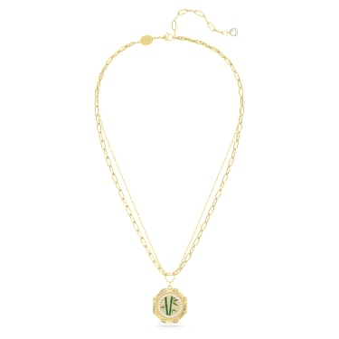 Dellium Halskette, Bambus, Grün, Goldlegierungsschicht - Swarovski, 5645388